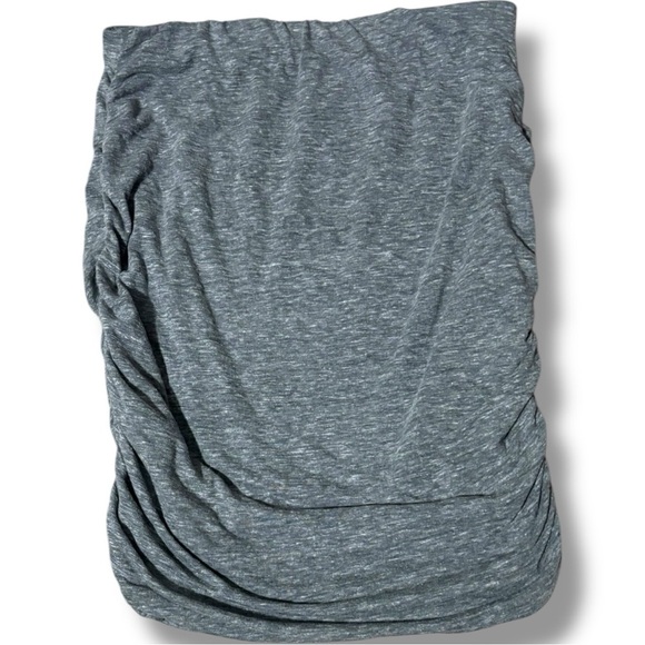 Old Navy Heather Gray Ruched Midi Bodycon Stretch Elastic High Waist Comfy Skirt - Picture 11 of 15